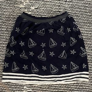 Sailboat print navy skirt from Anthropologie